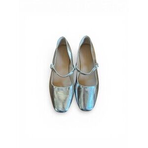 Banana Republic Mary Jane Square Toe Ballet Flats Silver Size 9 MSRP 90.00